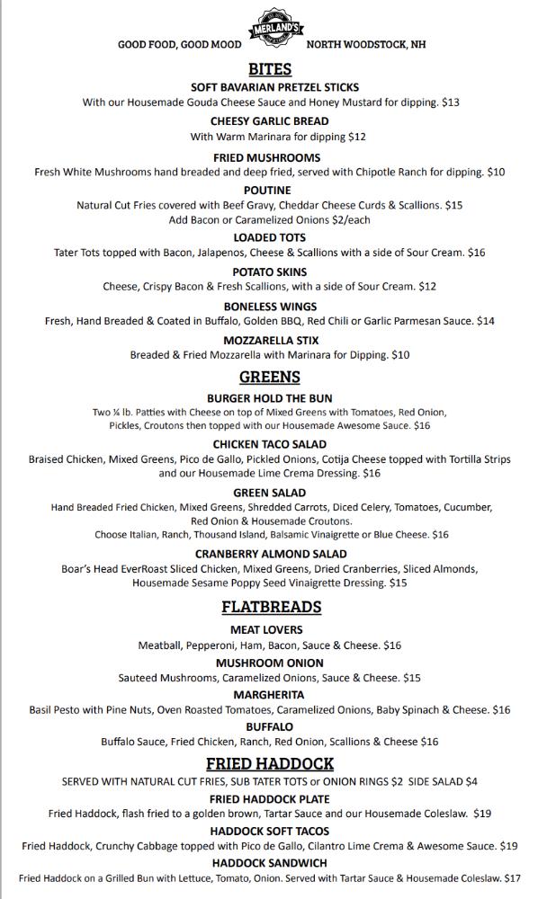 Merland's Tap & Table Menu image 2