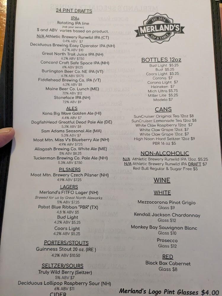 Merland's Tap & Table Menu image 4